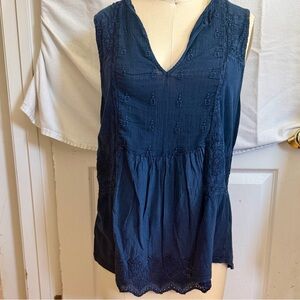 Lucky Brand Navy Sleeveless Top Size Large